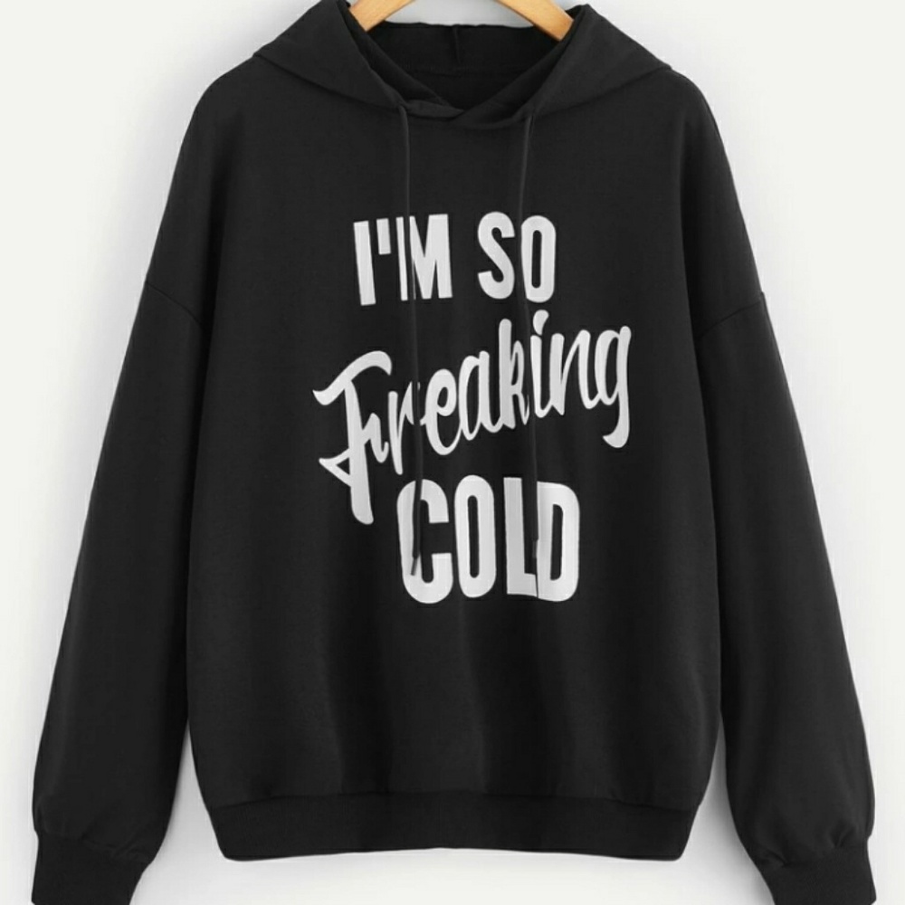 Black I'm Cold Pullover Hoodie Sz XS